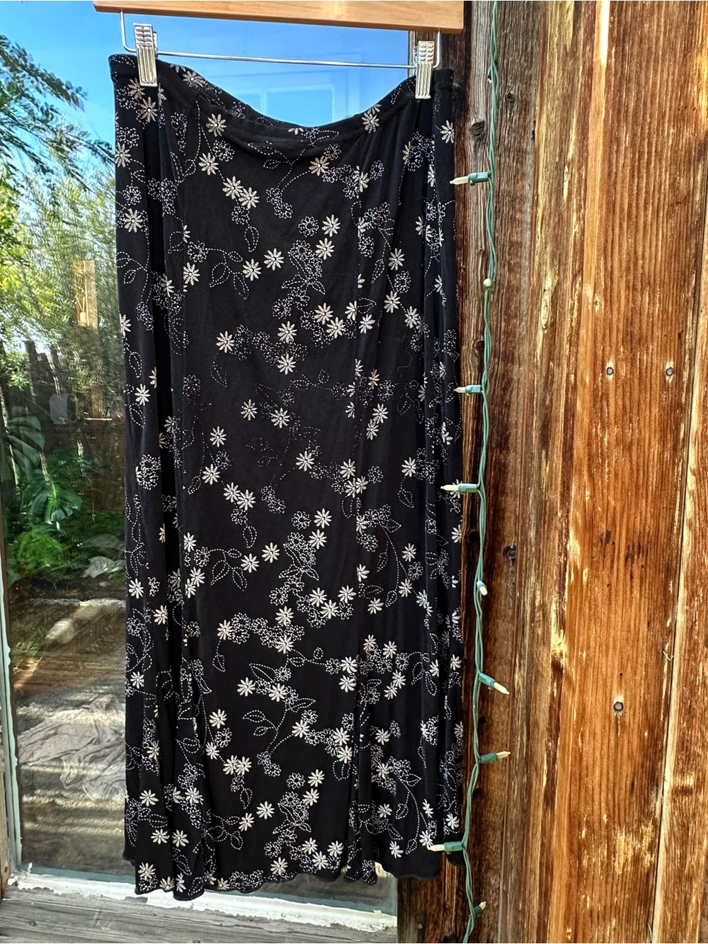 Vintage Black Floral Maxi Skirt